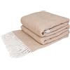 LYHome Сoperta Cotone - Copriletto per Letto Divano, Copridivano Singolo Una Piazza e Mezza Matrimoniale, Plaid Mezza Stagione, Coperte Estivo, Primaverile 140x200 cm, Beige - Bianco Quadri a strisce