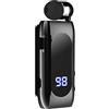 Oluote Auricolare Bluetooth con Clip e Cavo Retrattile,Bluetooth V5.2 cuffie retrattili per donne uomini e ufficio sport (Nero)