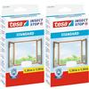 tesa Insect Stop Zanzariere Attacca & Stacca STANDARD per Finestre, Zanzariera Adesiva, Rete per Zanzariera Regolabile a Piacere, Bianco, 130 cm x 150 cm (Confezione da 2)