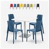 Grand Soleil Set 4 sedie polipropilene bar ristorante tavolino bianco Horeca 90x90cm Jasper White