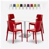 Grand Soleil Set 4 sedie impilabili bar ristorante tavolino bianco 90x90cm Horeca Yanez White