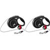 FLEXI Croci Flexi New Classic Cord - Guinzaglio per cani allungabile, taglia XS fino a 8 kg, lunghezza 3 Metri, Nero (Confezione da 2)