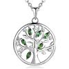 JO WISDOM Collana Albero Della Vita Yggdrasil Argento 925 AAA Zirconia Cubica Può Birthstone Colore Smeraldo Donna