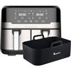 MasterPRO Rocket Duo 900 - Friggitrice senza olio doppio - Colore nero - Capacità 9 L e 2400 W - Display LED Touch e cestello antiaderente + vassoio da forno rettangolare silicone 12.7 x 19.5 x 7+2 cm
