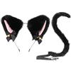 TSHAOUN Costume da volpe, cerchietto con orecchie nere, coda finta, costume per bambine e ragazze, costume per cosplay con orecchie di gatto, costume per bambini e adulti, per Halloween, spettacoli