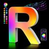 Kangtaixin Lettere Luminoso con USB, APP Controllo Luci LED di Lettera Alfabeto, Figura a Cuore con Luce Colorate RGB per Decorazione e Atmosfera, Luci Notturne Scrivania, Compleanni, Matrimoni, Vetrine - A