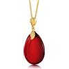 Amber by Mazukna Mazukna - Ciondolo in ambra rossa, elegante gioiello in argento sterling placcato d'oro, collana da donna lunga 45 cm