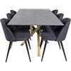 Venture Home GR19935 Velvet & Piazza Gastronomia Scrivania con 6 Sedia, 180 cm Lunghezza x 90 cm Larghezza x 75 cm Altezza, Grigio/Nero