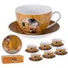 DRW Set di 6 Tazze con Piatto Klimt 250 ml 9,5 x 6 x 11 cm, Multicolore, estandar