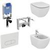 IDEAL STANDARD Sanitari sospesi Ideal Standard Tesi, modulo per wc sospeso Prosys, staffe bidet e Placca Oleas M1