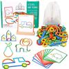 Seasboes Montessori giocattoli educativi a partire dai 3 anni, giocattoli Montessori, giochi prescolari, 120 pezzi in legno e anelli, 20 carte per innumerevoli figure emozionanti, giocattolo educativo, tavola