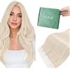 Ugeat Extension Capelli Veri Biadesivo Biondo Platino 20pz Extension Biadesive Capelli Veri Biondi Remy Naturale Umani Corti Lisci Invisibili 30 cm 30g 60A