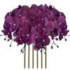 FagusHome Fiori artificiali di Phalaenopsis da 81,9 cm, 6 pezzi, fiori di orchidea artificiali, piante a stelo per la decorazione della casa (viola piebald)