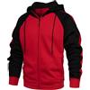 PADOLA Uomo Felpa Felpe con Cappuccio Manica Lunga Pullover Hoodie Autunno Inverno(S, Rosso-Nero)