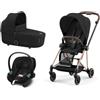 Cybex + - Cybex Platinum Trio Mios 3.0 Sepia Black Telaio RoseGold con Aton S2