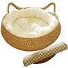 F Fityle Cuccia per Gatti Cestino Nido Tiragraffi per Gatti Lavabile Tiragraffi per Gatti per Conigli Cani di Piccola Taglia Gattini Accessori, Cuscino Bianco 38x13 cm