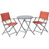 NATERIAL Set tavolo e sedie Emys NATERIAL in acciaio per 2 persone, arancione