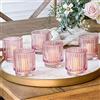 Kate Aspen - Portacandele votivo in vetro a coste, stile vintage, 6 pezzi, decorazione rosa, decorazione bohémien, decorazione per mensole, aspetto oro rosa, regalo perfetto per hostess