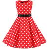 FYMNSI Abito Vintage Anni '50, Rockabilly, A Pois, Per Feste di Compleanno, Linea Ad A, Fiori, Stile Retrò, Da Cocktail, Lunghezza Al Ginocchio, Colore: Rosso, 11-12 Anni