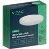 V-TAC VT-8624S Plafoniera led 24W sensore di movimento microonde integrato e telecomando IP44 rotonda bianca 360° 6500K - sku 76641