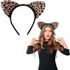 WLLHYF Cerchietto con orecchie di leopardo carino orecchie di gatto fasce per capelli Halloween Cosplay accessori per costumi per adulti decorazioni per feste forniture, Marrone, taglia unica