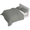 Italian Bed Linen Satin Parure Copripiumino in Raso in Tinta Unita, 100% Cotone, Fumo, 2 Posti