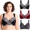 Curve Muse Taglia Grossa Reggiseni Senza Fili sfoderati Minimizer con Pizzo Ricamato-3 Confezioni-Borgogna,Nero,Grigio-3G
