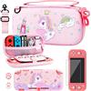 RHOTALL Custodia da trasporto per Nintendo Switch Lite, graziosa custodia per Switch Lite con guscio protettivo in TPU, tracolla regolabile, protezione schermo e 2 tappi per pollice, per unicorno