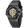 Maserati POTENZA Orologio Uomo Automatico in Acciaio, PVD Nero, Pelle naturale - R8821108036