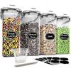 Wildone Contenitori salvafreschezza, ermetici, contenitori per cereali per zucchero, farina, snack, accessori da forno, a prova di perdite, con coperchio di chiusura, 4 pezzi (4 l)