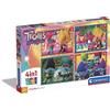 Clementoni - 21527 - Supercolor Puzzle - Trolls 3-4 Puzzle da 12,16,20 e 24 Pezzi - Puzzle Bambini 3 Anni, Puzzle Cartoni Animati - Made In Italy