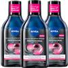 NIVEA Micellair Professional Acqua Micellare Bifase Skin Breathe Struccante Bifasico con estratto di té nero per viso e occhi trucco waterproof - 3 Flaconi da 400ml