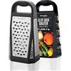 Microplane Grattugia Pentabox con 5 superfici di sfregamento Fine, Spessa, Ultra Spessa, Doppia Media e a Scaglie Grandi & Coupe Large - Grattugia da Cucina con Lame in Acciaio Inossidabile