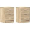vidaXL 2X Comodini Moderni Eleganti Robusti con Cassetti Portaoggetti Armadietto Comò Cassettiera Versatile Rovere Sonoma 38x35x56 cm in Truciolato