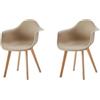 BenyLed Set di 2 sedie da pranzo con braccioli, poltrona design moderno sedie da cucina scandinave con gambe in legno di faggio (marrone)