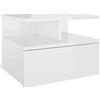 vidaXL Comodino Pensile con Cassetto e Scomparti Aperti Compatto Elegante Moderno Robusto Armadietto Sospeso Bianco Lucido 40x31x27 cm in Truciolato