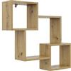 KUBUTKU Scaffale decorativo da parete con 3 ripiani 78 x 71 x 18 cm design scandinavo moderno per soggiorno cucina ufficio camera da letto bagno mensola da appendere libreria (Artisan)