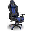 Stil Sedie - Sedia poltrona da gaming con poggiapiede professionale OMEGA braccioli 2D regolabile in altezza schienale reclinabile a 180° (blu)
