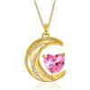 YONVUN Cristallo Zircon Luna Cuore ciondolo Mezzaluna Collana | Placcato oro 18k pietra preziosa rubino smeraldo zaffiro pianeta diamante gioielli regalo per moglie mamma figlia fidanzata