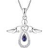 FJ Collana Angelo Custode Donna Argento 925 Collana con Ciondolo Dicembre Pietra Portafortuna Tanzanite Gioielli Regalo per Donna