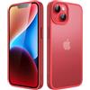 JETech Cover Opaca per iPhone 14 Plus 6,7 Pollici, Protezione Anticaduta Antiurto di Grado Militare, Custodia Posteriore Glassata Traslucida, Anti-Impronte (Rosso)