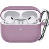 JETech Aggiornato Cover Custodia Silicone per AirPods Pro (2a/1a Gen 2023/2022/2019) con Portachiavi, Interno PC Rigido, Antiurto Protettiva Pelle Guscio, LED Frontale Visibile (Viola Polvere)