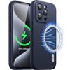 JETech Cover Magnetica Silicone per iPhone 15 Pro Max 6,7 Pollici, Compatibile con MagSafe, Custodia Telefono con Protezione Fotocamera Completa (Blu)