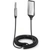 UGREEN Ricevitore Bluetooth 6.0 con Jack AUX da 3,5mm e Adattatore Audio Wireless USB con Microfono Incorporato e Cavo per Auto Altoparlante Domestico Amplificatore, Argento