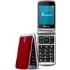 Easyteck Telefono Cellulare F300i, Cellulare, Flip Attivo, Tasti Facilmente Accessibili, Antiscivolo, Bluetooth, Numeri Parlanti, Display 2,9, Batteria 800 mAh, Con Fotocamera, 2G (Rosso)