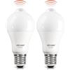 DiCUNO E27 lampadina sensore di movimento PIR, 12W LED PI-Sensor sostituisce 100W, Bianco caldo 2700K, 1100LM, Angolo di emissione 120°, E27 lampadina sensore di luce LED, Non dimmerabile, 2 Pezzi