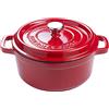 XSQUO Useful Tech XSQUO OGT-2R24R Useful Tech Cocotte - Pentola in ghisa rotonda con rivestimento ceramico vetrificato, con coperchio Gourmet Tools (rosso, 24 cm)