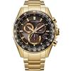 Citizen Orologio da uomo Eco-Drive Sport Luxury PCAT cronografo, calendario perpetuo, Bracciale color oro, quadrante nero, 9 inches, Cronografo