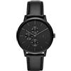 Armani Exchange Orologio da uomo, movimento al quarzo multifunzione, cassa in acciaio inossidabile nero da 42 mm con cinturino in pelle, AX2719