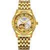 BINLUN Orologi da Polso Automatici da Uomo Placcati in Oro, Design Skeleton Tourbillon